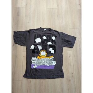 VINTAGE 1978 TREND BASICS GARFIELD WORK BAD SLEEP GOOD ALL OVER PRINT T-SHIRT L